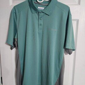 Mens Columbia green / gray polo shirt Sz Large